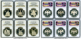 Russian Federation 10-Piece Lot of Certified Proof 3 Roubles Ultra Cameo NGC, 1) "Trinity Cathedral" 3 Roubles 1992-(l) - PR69 2) "Ivan the Great Cath...