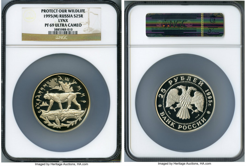 Russian Federation silver Proof "Protect Our Wildlife - Lynx" 25 Roubles (5 oz) ...