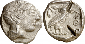 (454-404 a.C.). Ática. Atenas. Tetradracma. (S. 2526) (CNG. IV, 1597). Dos golpes de cizalla en reverso. 16,87 g. (MBC/MBC+).