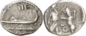 (344-343 a.C.). ¿Evagoras? (346-343 a.C.). Fenicia. Arados. 1/16 de shekel. (S. 5940 var) (CNG. X, 259). 0,54 g. MBC+.
