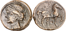 (221-210 a.C.). Zeugitana. Cartago. AE 21. (S. falta) (SNG.Copenhagen 327). 7,94 g. MBC+.