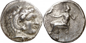Imperio Macedonio. Alejandro III, Magno (336-323 a.C.). Tetradracma. (S. 6723 var). Símbolos o monogramas no visibles. Rayitas en reverso. 16,72 g. MB...