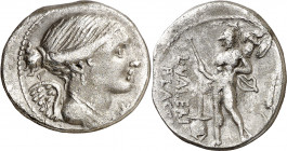 (hacia 108-107 a.C.). Gens Valeria. Denario. (Bab. 11) (Craw. 306/1). 3,79 g. MBC-.
