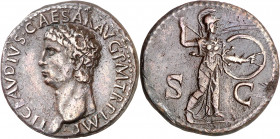 (41-42 d.C.). Claudio. As. (Spink 1861) (Co. 84) (RIC. 100). Rayitas. 10,95 g. MBC.