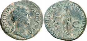 (41-42 d.C.). Antonia. Dupondio. (Spink 1902) (Co. 6) (RIC. 92, de Claudio). Pátina verde. 10,88 g. MBC.