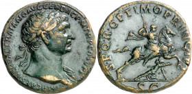 (107 d.C.). Trajano. Sestercio. (Spink 3204 var) (Co. 508) (RIC. 543). 25,05 g. EBC-.