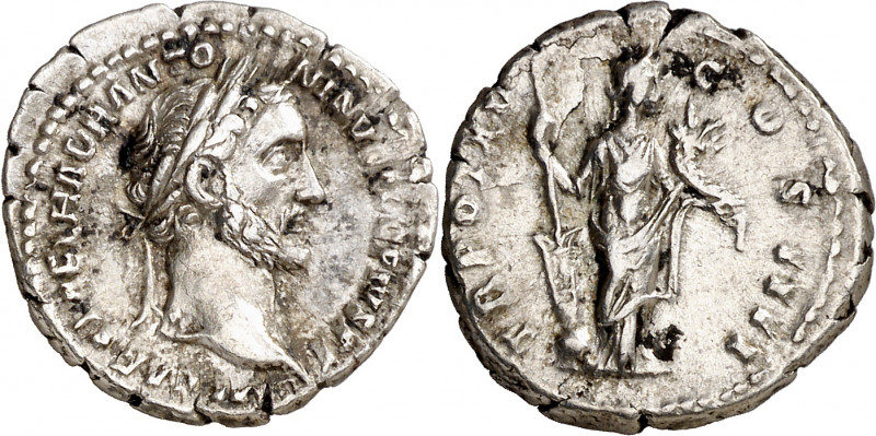 (151-152 d.C.). Antonino pío. Denario. (Spink falta) (S. 957) (RIC. 211). 3,49 g...