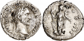 (151-152 d.C.). Antonino pío. Denario. (Spink falta) (S. 957) (RIC. 211). 3,49 g. MBC+.
