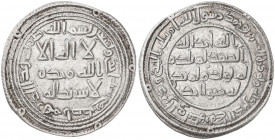 Califato Omeya de Damasco. AH 91. El Walid I. Istakhr. Dirhem. (S.Album 128) (Lavoix falta). Ex Áureo 19/12/2001, nº 3320. 2,90 g. EBC-.