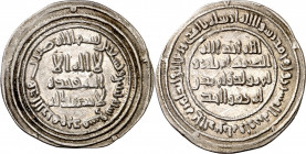 Califato Omeya de Damasco. AH 92. El Walid I. Damasco. Dirhem. (S.Album 128) (Lavoix 276). Ex Áureo 19/12/2001, nº 3331. 2,94 g. EBC.