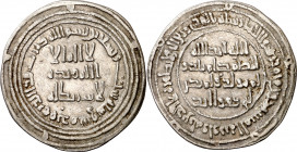 Califato Omeya de Damasco. AH 96. El Walid I. Damasco. Dirhem. (S.Album 128) (Lavoix 281). Ex Áureo 19/12/2001, nº 3333. 2,86 g. EBC.