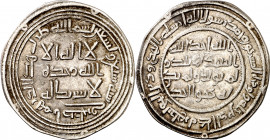 Califato Omeya de Damasco. AH 97. Soliman ben Abd al-Malek. Istakhr. Dirhem. (S.Album 131) (Lavoix 374). Ex Áureo 19/12/2001, nº 3343. 2,84 g. EBC-.