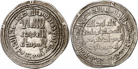 Califato Omeya de Damasco. AH 104. Yezid II. Damasco. Dirhem. (S.Album 135) (Lavoix 438). 2,89 g. EBC-.