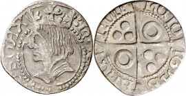 s/d. Carlos I. Barcelona. 1 croat. (AC. 60) (Badia 825, de Ferran II). Recortada. Rara. 1,85 g. MBC-.