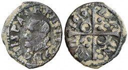 1619. Felipe III. Barcelona. 1 diner. (AC. 15) (Cru.C.G. 4347g). Ex Colección Crusafont 27/10/2011, nº 1154. Escasa. 0,62 g. MBC-.