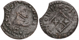 1611. Felipe III. Vic. 1 diner. (AC. 55) (Cru.C.G. 3900). 1,11 g. MBC-.