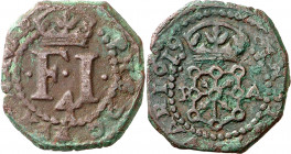 1619. Felipe III. Pamplona. 4 cornados. (AC. 78) (R.Ros 4.4.30.1 var). Octogonal. Manchitas. 3,74 g. MBC.