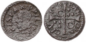 1633. Felipe IV. Barcelona. 1 diner. (AC. 9) (Cru.C.G. 4422k). Ex Áureo & Calicó 22/05/2019, nº 1338. Rara. 0,75 g. MBC-.