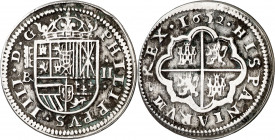 1652/22. Felipe IV. Segovia. BR. 2 reales. (AC. 960). Escasa. 6,64 g. MBC.
