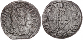1642. Guerra dels Segadors. Barcelona. 1 sisè. (AC. 43) (Cru.C.G. 4549d). Lluís XIII. 3 puntos debajo el busto. 3,58 g. BC+/MBC-.