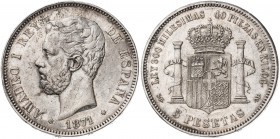 1871*1871. Amadeo I. SDM. 5 pesetas. (AC. 1). 24,85 g. MBC/MBC+.