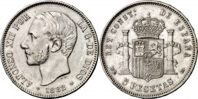 1882/1*1882. Alfonso XII. MSM. 5 pesetas. (AC. 47). 24,66 g. MBC.