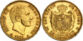 1881*1881. Alfonso XII. MSM. 25 pesetas. (AC. 82). 8,11 g. EBC-.