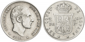 1881. Alfonso XII. Manila. 20 centavos. (AC. 105). Rayitas. 5 g. BC+/MBC-.