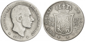 1882. Alfonso XII. Manila. 20 centavos. (AC. 107). 4,91 g. BC.