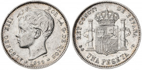 1899*1899. Alfonso XIII. SGV. 1 peseta. (AC. 57). 4,95 g. MBC+.
