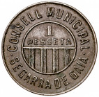 Segarra de Gaià. 1 peseta. (AC. 36) (T. 2673). Escasa. Cobre. 3,39 g. MBC.
