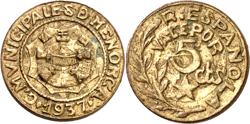 Menorca (Baleares). 5 céntimos. (AC. 20). 1,22 g. MBC+.
