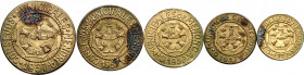 Menorca (Baleares). 5, 10, 25 céntimos, 1 y 2'50 pesetas. (AC. 20 a 24). 5 monedas, serie completa. Manchitas. MBC-/MBC+.