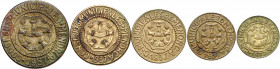 Menorca (Baleares). 5, 10, 25 céntimos, 1 y 2'50 pesetas. (AC. 20 a 24). 5 monedas, serie completa. MBC/EBC.