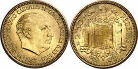 1953*1969. Franco. 2'50 pesetas. (AC. 88). Rara. 7 g. Proof.