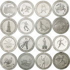 1990 a 1992. Juan Carlos I. 2000 pesetas. Juegos Olímpicos - Barcelona '92. Serie completa en plata de las 16 monedas, cuatro de cada serie. A examina...