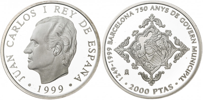 1999. Juan Carlos I. 2000 pesetas. (Fuster MC-191). Barcelona, 750 anys de gover...