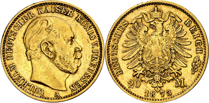 Alemania. Prusia. 1873. Guillermo I. A (Berlín). 20 marcos. (Fr. 3813) (Kr. 501)...