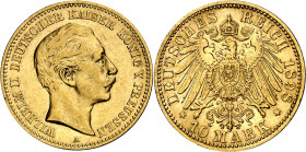 Alemania. Prusia. 1898. Guillermo II. A (Berlín). 10 marcos. (Fr. 3835) (Kr. 520). AU. 3,96 g. EBC-/EBC.