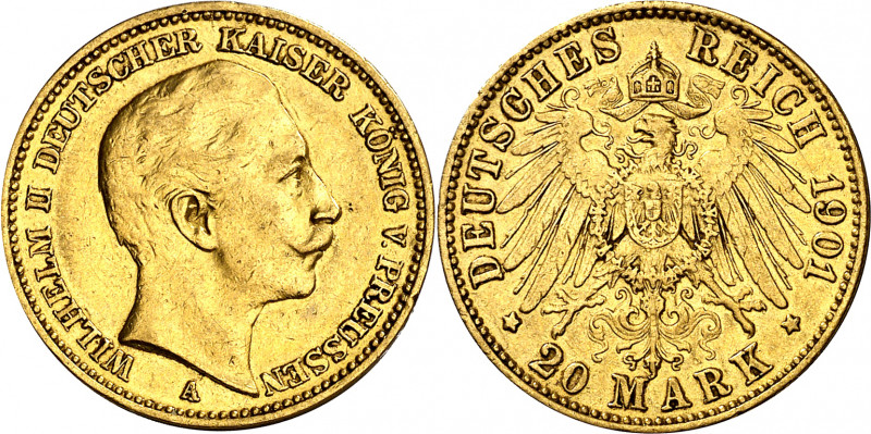 Alemania. Prusia. 1901. Guillermo II. A (Berlín). 20 marcos. (Fr. 3831) (Kr. 521...