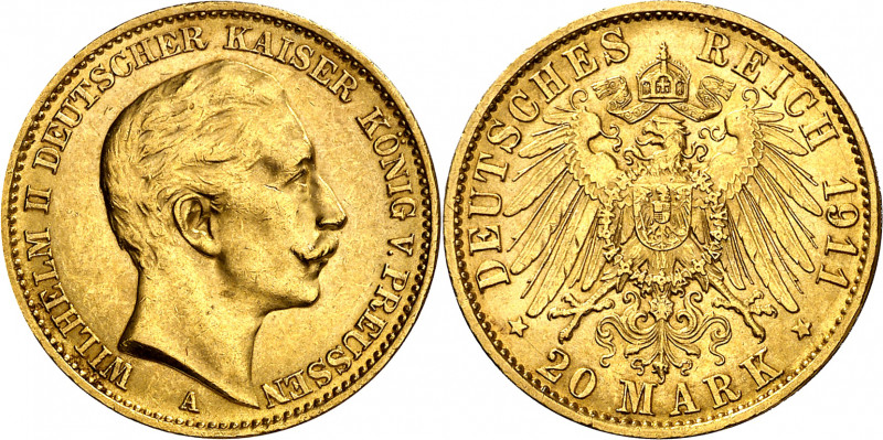 Alemania. Prusia. 1911. Guillermo II. A (Berlín). 20 marcos. (Fr. 3831) (Kr. 521...