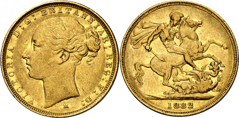 Australia. 1882. Victoria. M (Melbourne). 1 libra. (Fr. 16) (Kr. 7). AU. 7,95 g....