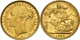 Australia. 1882. Victoria. M (Melbourne). 1 libra. (Fr. 16) (Kr. 7). AU. 7,95 g. MBC-.