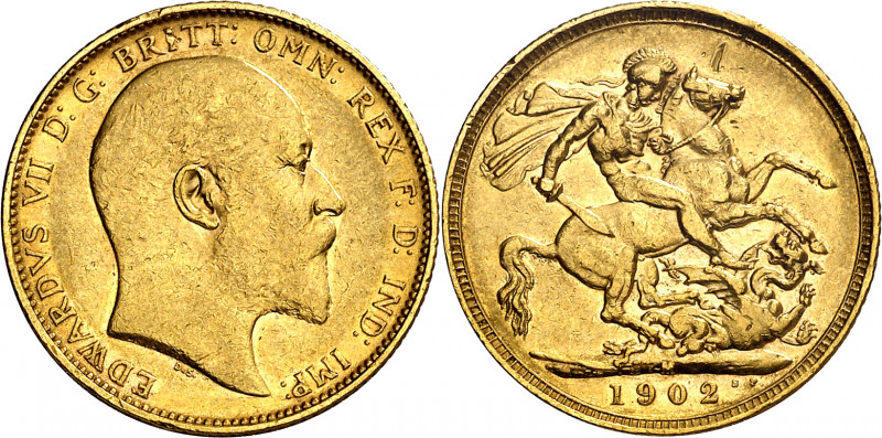Australia. 1902. Eduardo VII. M (Melbourne). 1 libra. (Fr. 33) (Kr. 15). AU. 7,9...