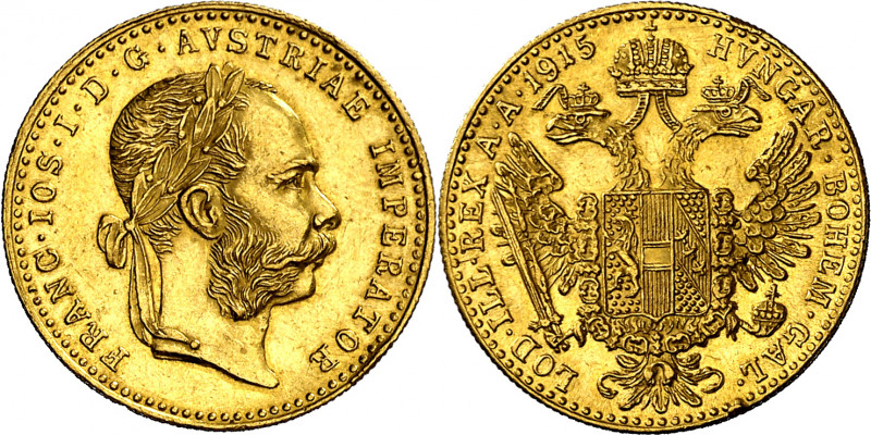 Austria. 1915. Francisco José I. 1 ducado. (Fr. 494) (Kr. 2267). Reacuñación. AU...