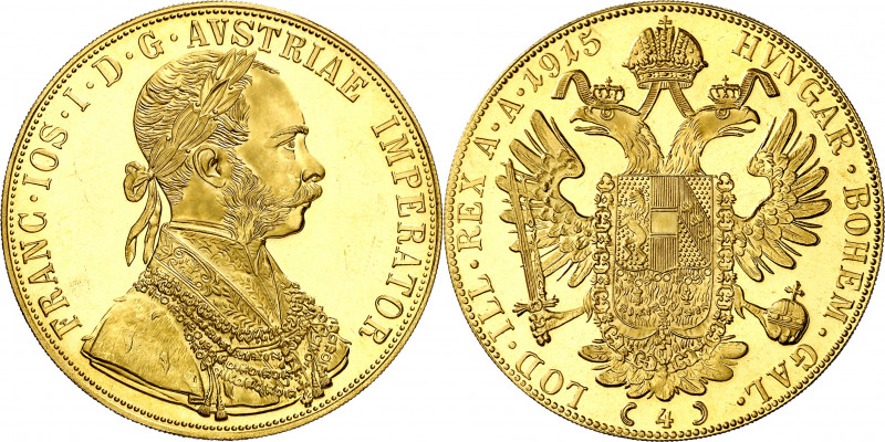 Austria. 1915. Francisco José. 4 ducados. (Fr. 488) (Kr. 2296). Reacuñación. AU....