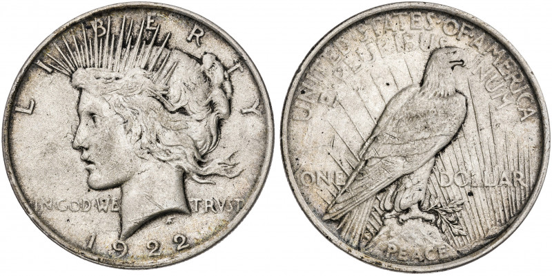 Estados Unidos. 1922. Filadelfia. 1 dólar. (Kr. 150). Rayitas. AG. 26,79 g. MBC+...