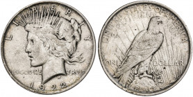 Estados Unidos. 1922. Filadelfia. 1 dólar. (Kr. 150). Rayitas. AG. 26,79 g. MBC+.