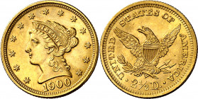 Estados Unidos. 1900. Filadelfia. 2 1/2 dólares. (Fr. 114) (Kr. 72). AU. 4,18 g. EBC.