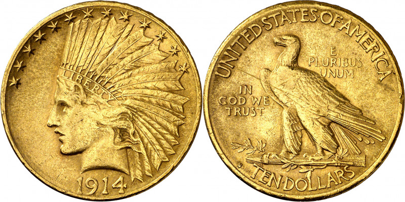 Estados Unidos. 1914. S (San Francisco). 10 dólares. (Fr. 167) (Kr. 130). Tipo "...